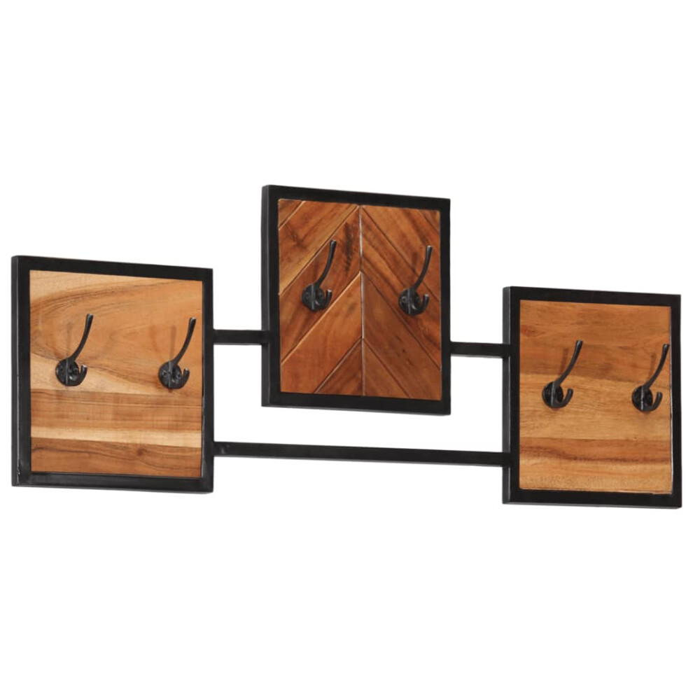 vidaXL Wall Coat Rack Clothes Coat Hook Wall Hooks Solid Wood Acacia and Iron