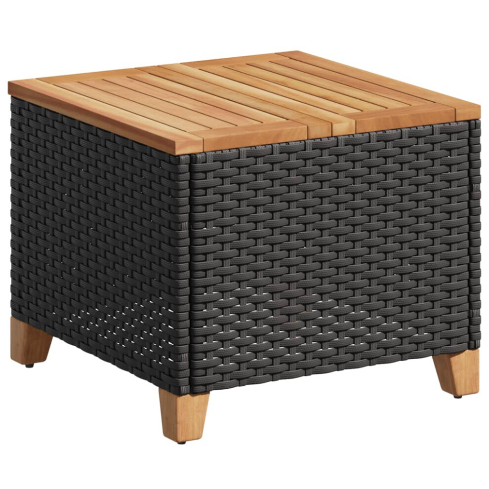 Vidaxl Garden Table Outdoor Table Dining Table Black Poly Rattan Acacia Wood