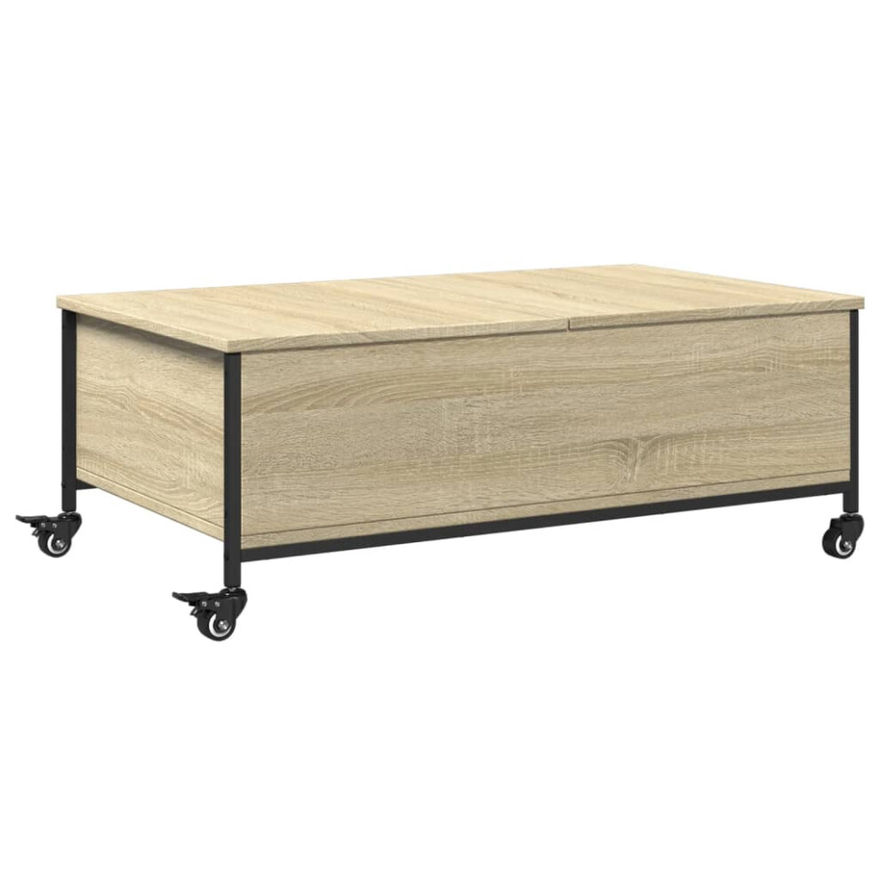 vidaXL Coffee Table with Wheels Hall Side Table Sonoma Oak Engineered Wood