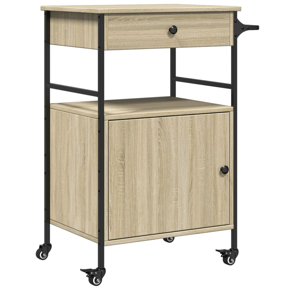 vidaXL Kitchen Trolley Rolling Cart Storage Cart Sonoma Oak Engineered Wood