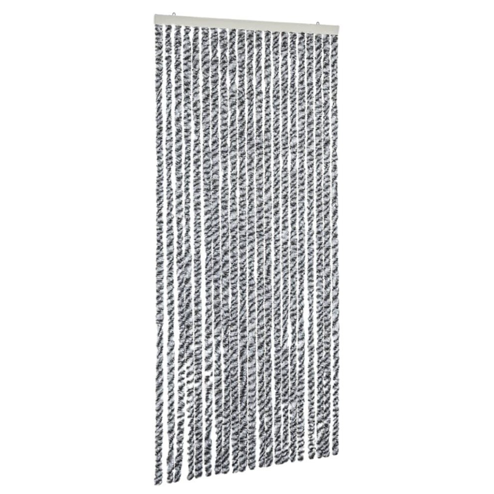 vidaXL Fly Curtain Fly Screen Grey and Black and White 90x220 cm Chenille