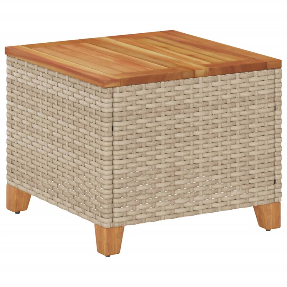 Vidaxl Garden Table Outdoor Table Dining Table Beige Poly Rattan Acacia Wood