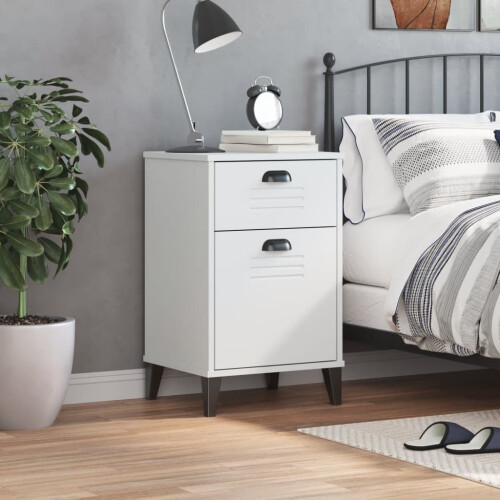 VidaXL vidaXL Bedside Cabinet VIKEN White Engineered Wood 2