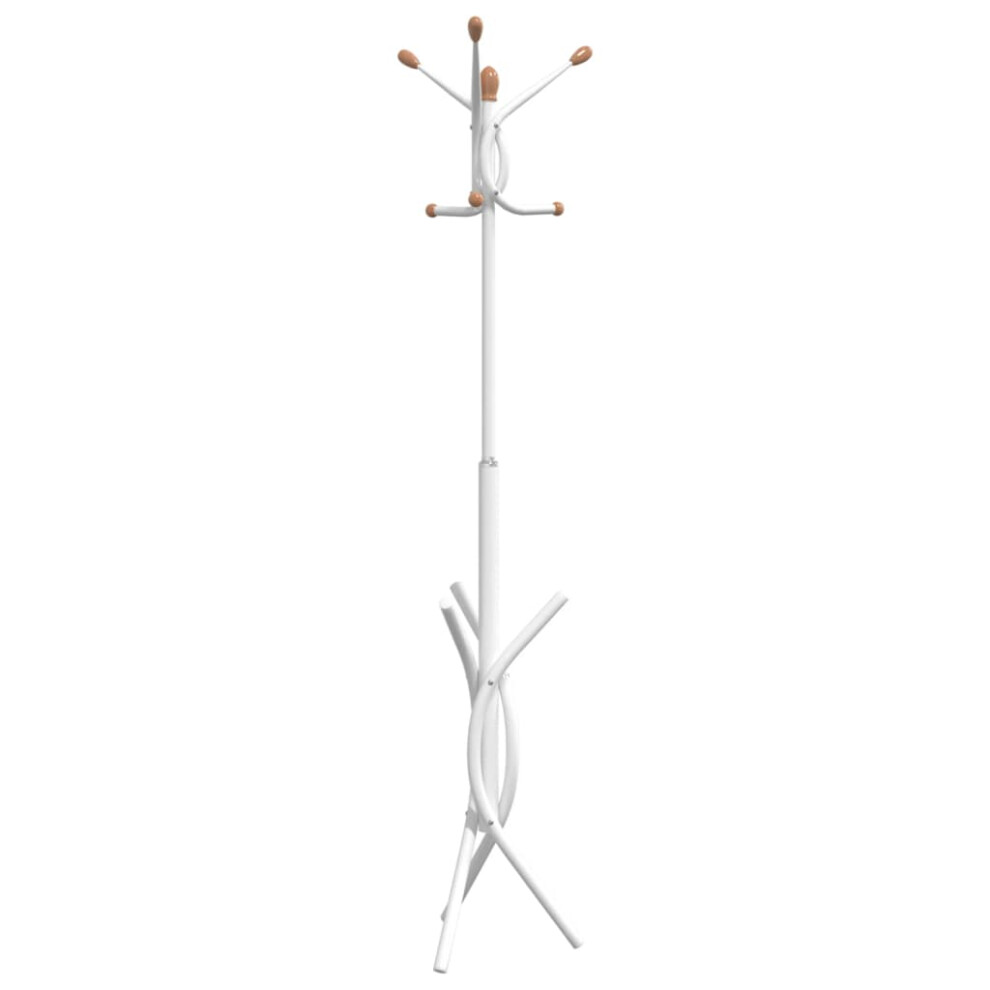 Vidaxl Coat Stand Coat Rack Clothes Stand Coat Hanger Powder-Coated Iron White