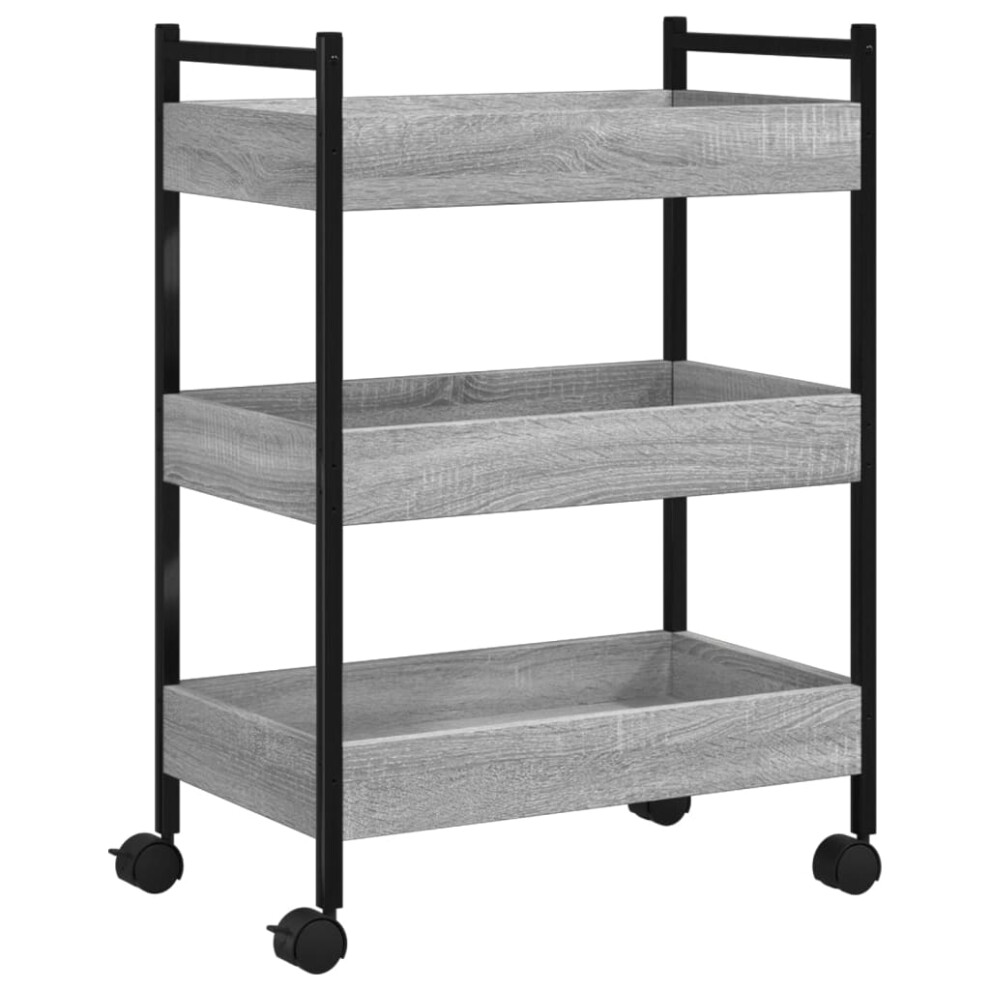 vidaXL Kitchen Trolley Rolling Cart Storage Cart Grey Sonoma Engineered Wood
