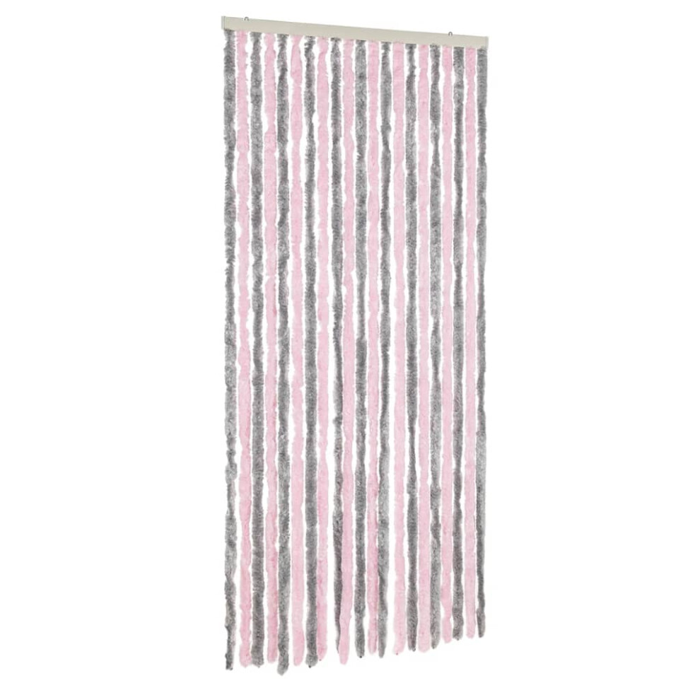 vidaXL Fly Curtain Fly Screen Curtain Silver Grey and Pink 90x220 cm Chenille