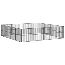 vidaXL Dog Playpen 16 Panels Dog Kennel Pet Dog Crate Black Galvanised Steel