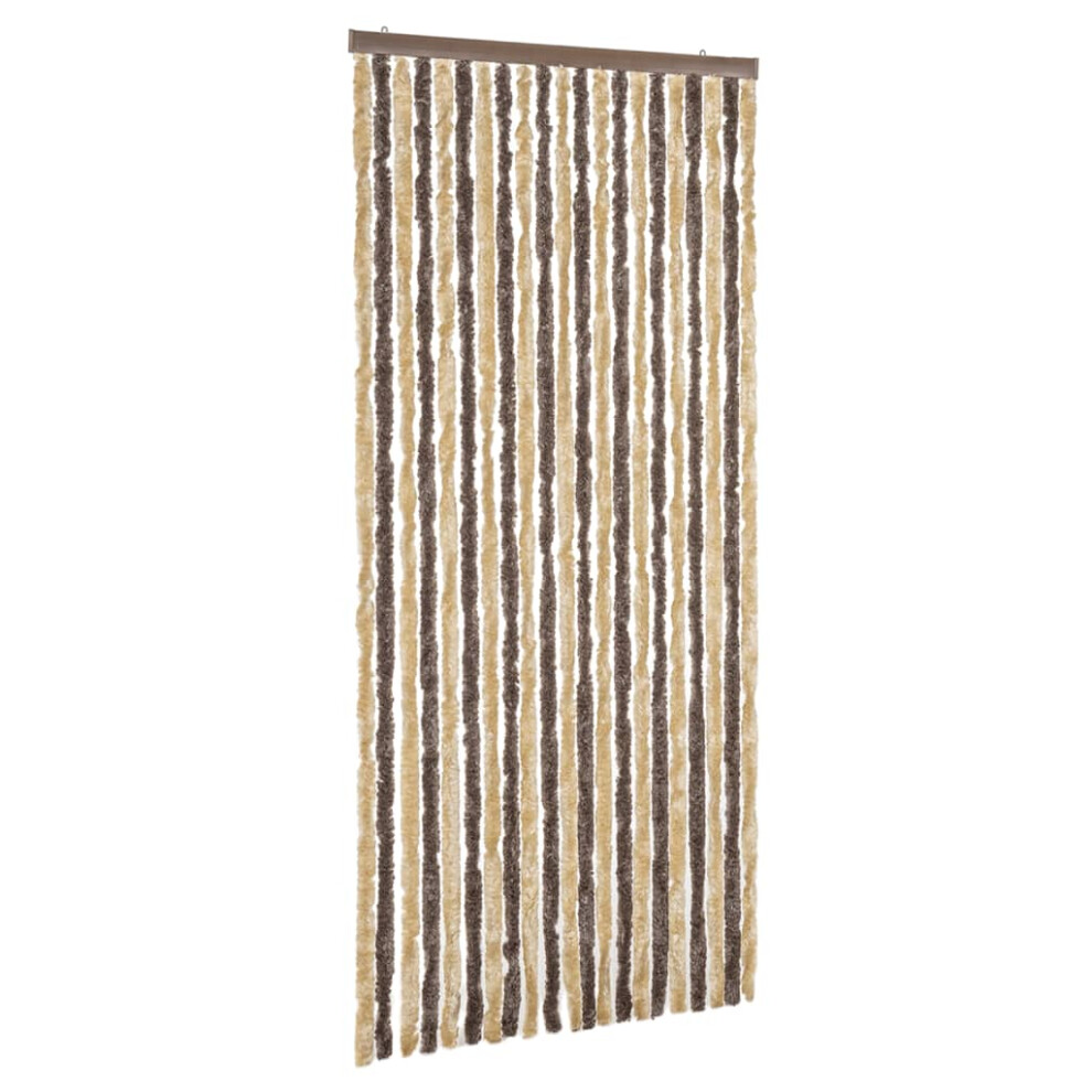 vidaXL Fly Curtain Fly Screen Curtain Dark Brown and Beige 90x220 cm Chenille