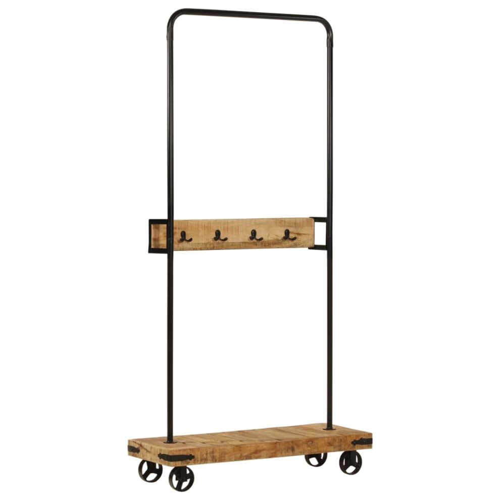 vidaXL Clothes Rack with Wheels Coat Garment Rack Solid Wood Mango and Iron