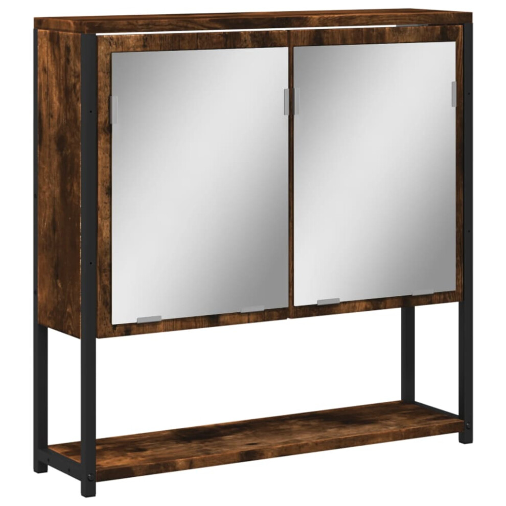 vidaXL Bathroom Mirror Cabinet Wall Mounted Cabinet Smoked Oak Engineered Wood