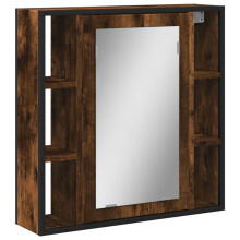 vidaXL Bathroom Mirror Cabinet Wall Mounted Cabinet Smoked Oak Engineered Wood