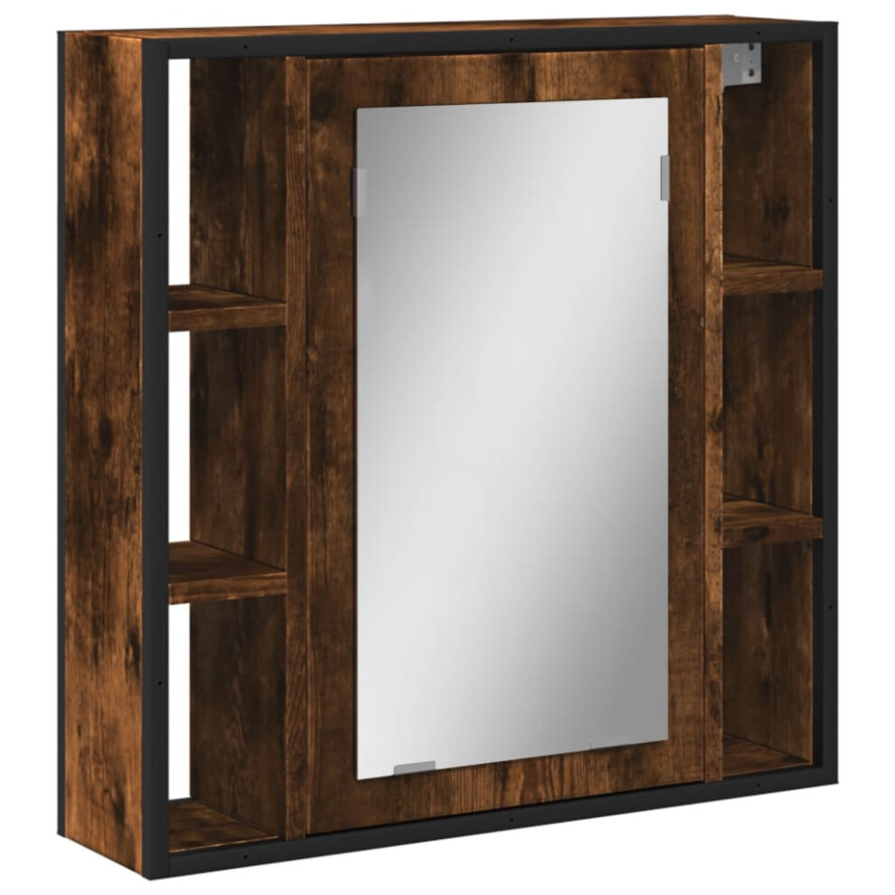 Vidaxl Bathroom Mirror Cabinet Wall Mounted Cabinet Smoked Oak Engineered Wood