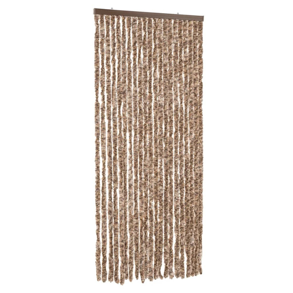 vidaXL Fly Curtain Fly Screen Curtain Beige and Dark Brown 90x220 cm Chenille