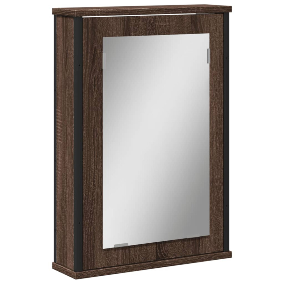 vidaXL Bathroom Mirror Cabinet Wall Mounted Cabinet Brown Oak Engineered Wood