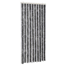 vidaXL Fly Curtain Door Curtain Fly Screen Grey and Black 90x220 cm Chenille