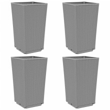 vidaXL Garden Planters Outdoor Flower Pot Planter Pot Box 4 pcs Light Grey PP
