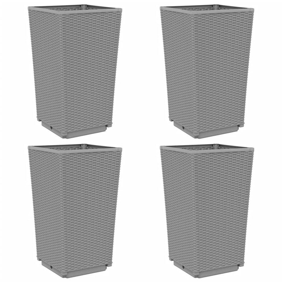 vidaXL Garden Planters Outdoor Flower Pot Planter Pot Box 4 pcs Light Grey PP