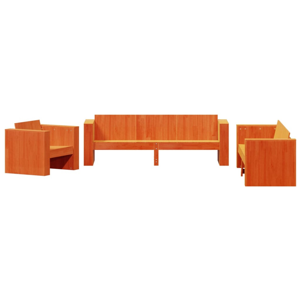 vidaXL Garden Lounge Set 2 Piece Outdoor Lounge Set Wax Brown Solid Wood Pine