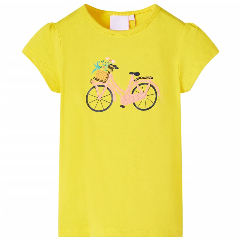 Kids' T-shirt Short Sleeves Tee Children's T Shirt Bicycle Print Yellow 92