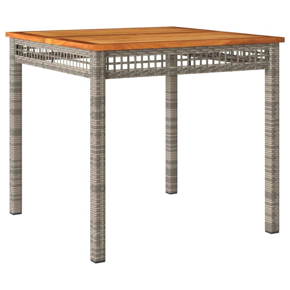 Vidaxl Garden Table Outdoor Table Dining Table Grey Poly Rattan Acacia Wood
