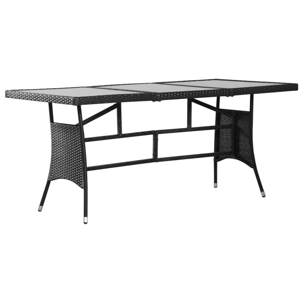 vidaXL Garden Table Dining Table Coffee Table Outdoor Table Black Poly Rattan