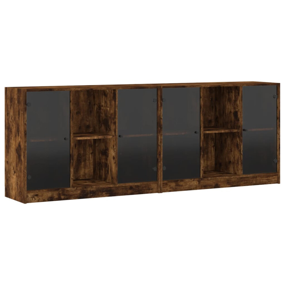 Vidaxl Bookcase With Doors Bookshelf Rack Cabinet Smoked Oak Engineered Wood