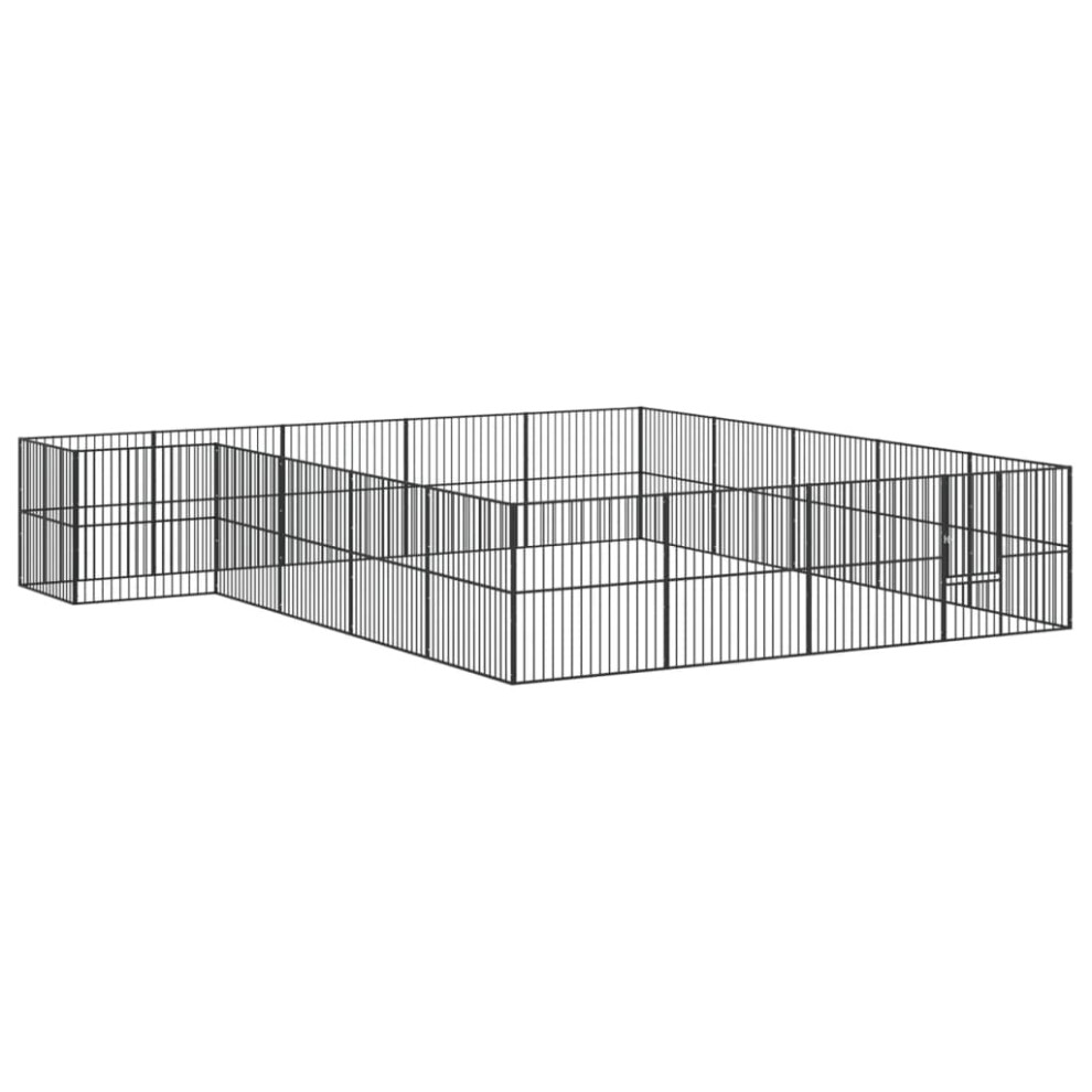 Vidaxl Dog Playpen 20 Panels Dog Kennel Pet Dog Crate Black Galvanised Steel