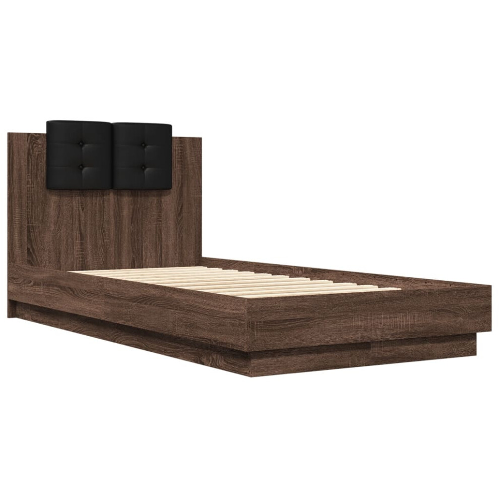 vidaXL Bed Frame with Headboard Bed Brown Oak Small Single Engineered Wood