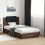 VidaXL vidaXL Bed Frame with Headboard Bed Brown Oak Small Single Engineered Wood 3