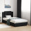 VidaXL vidaXL Bed Frame with Headboard Bed Black 90x190 cm Single Engineered Wood 3
