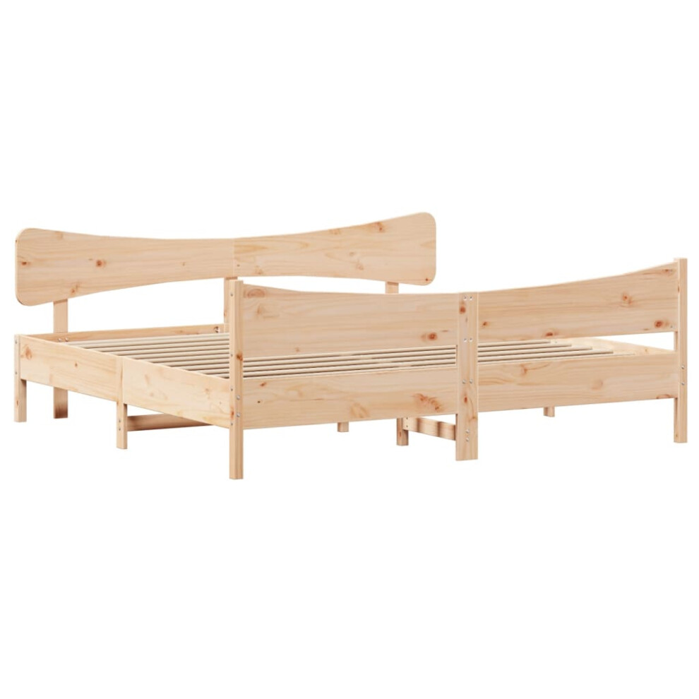 Vidaxl Bed Frame With Headboard Bed Base Bedstead 200X200 Cm Solid Wood Pine
