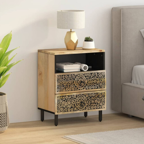 VidaXL vidaXL Bedside Cabinet Nightstand Bedroom End Table Bed Table Solid Wood Mango 2