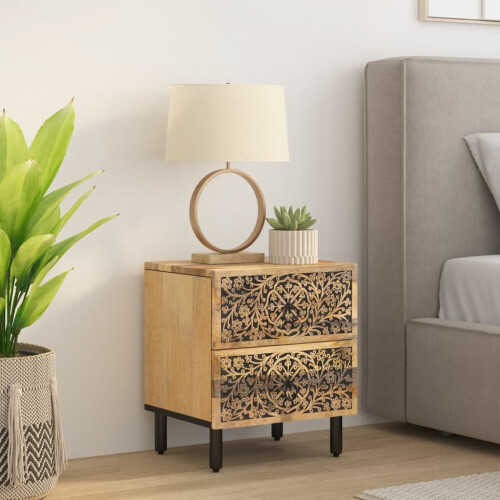 VidaXL vidaXL Bedside Cabinet Nightstand Bedroom End Table Bed Table Solid Wood Mango 2