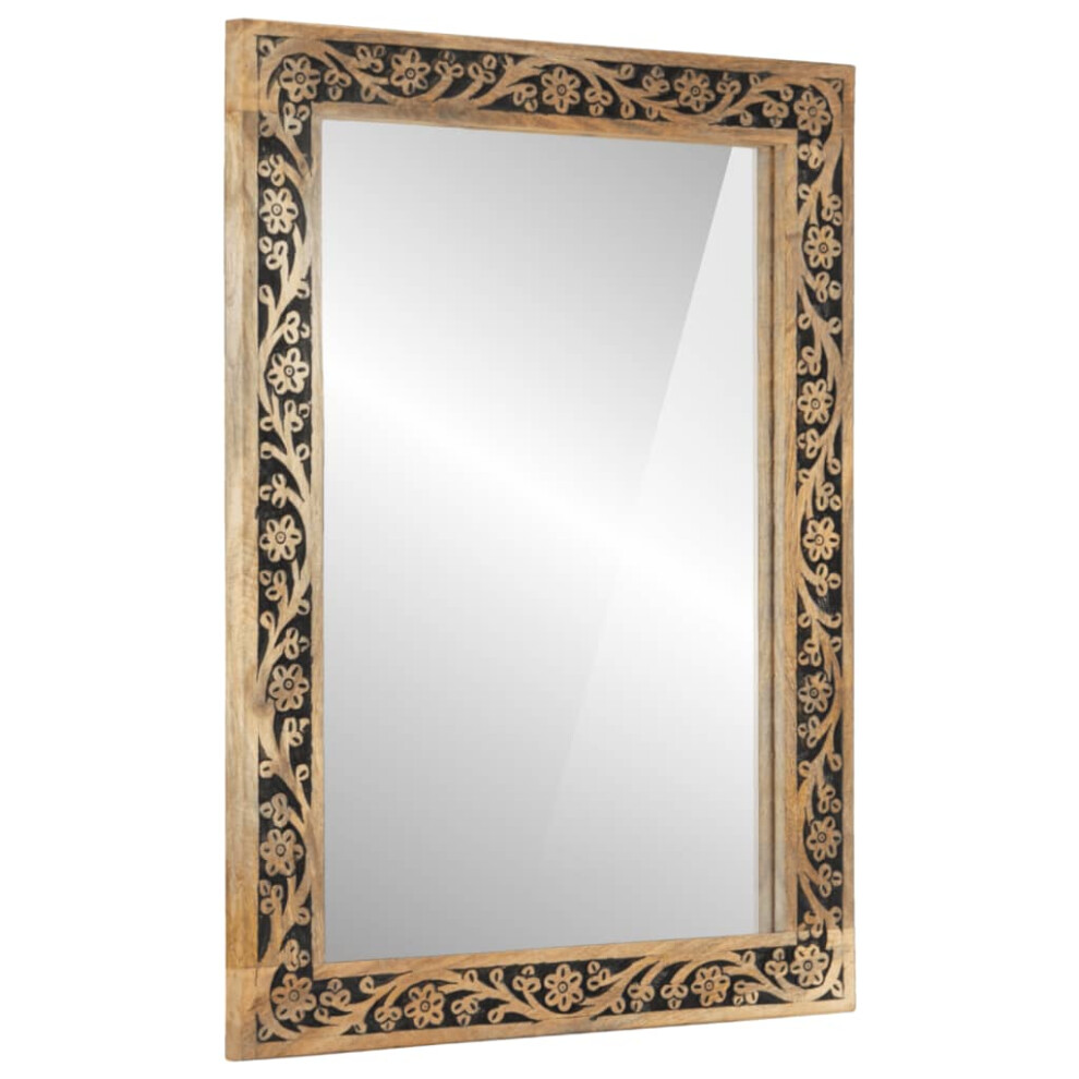 vidaXL Bathroom Mirror Wall-mounted Vanity Mirror Solid Wood Mango and Glass