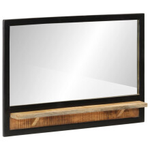 vidaXL Wall-Mounted Bathroom Mirror with Solid Mango Wood Shelf, Glass & Iron – 80x8x55 cm