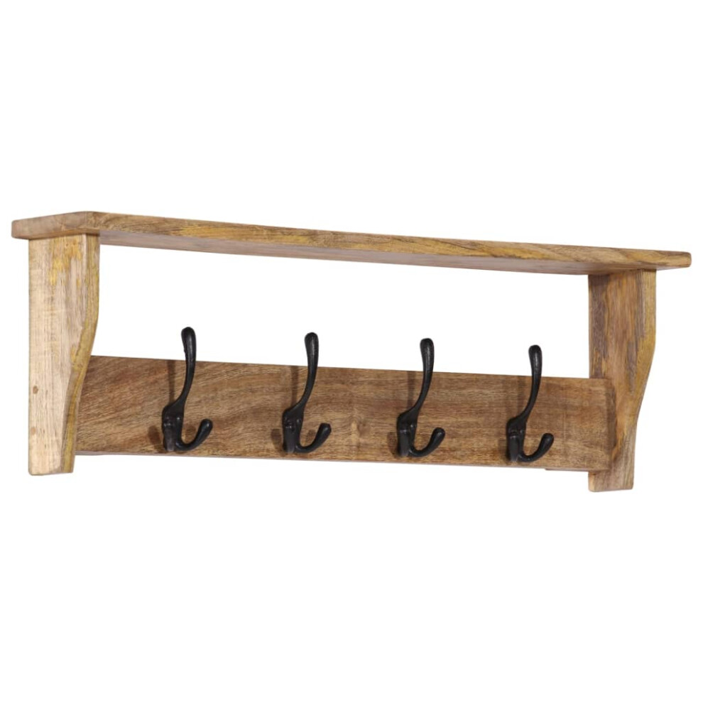 vidaXL Wall-mounted Coat Rack with 4 Hooks Wall Coat Hook Solid Wood Mango