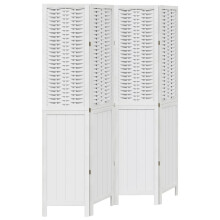 vidaXL Room Divider 4 Panels Office Privacy Screen White Solid Wood Paulownia