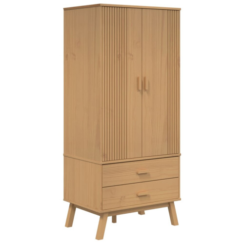 VidaXL vidaXL Wardrobe Closet Clothes Storage Cabinet Cupboard Brown Solid Wood Pine