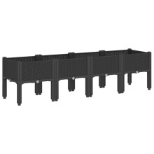 vidaXL Garden Planter with Legs Outdoor Flower Pot Planter Pot Box Black PP