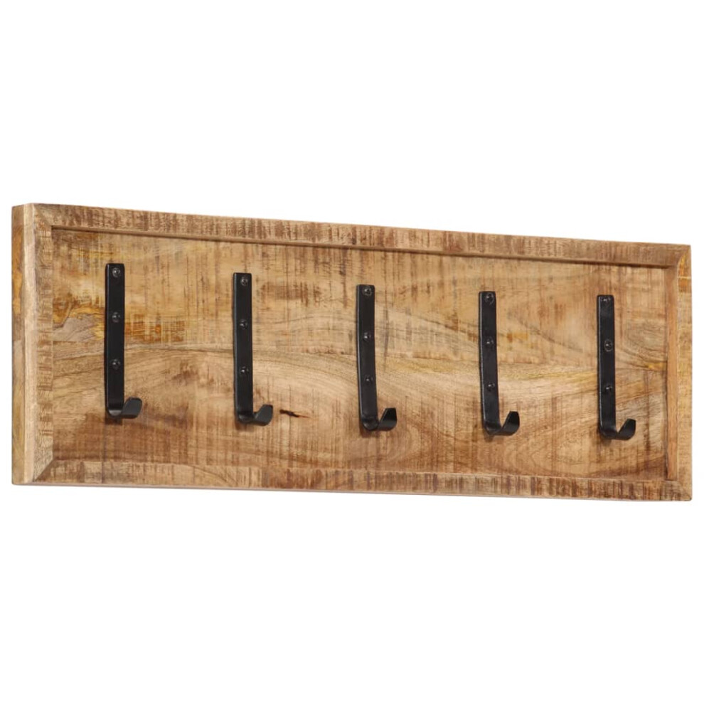 vidaXL Wall-mounted Coat Rack with 5 Hooks Wall Coat Hook Solid Wood Mango