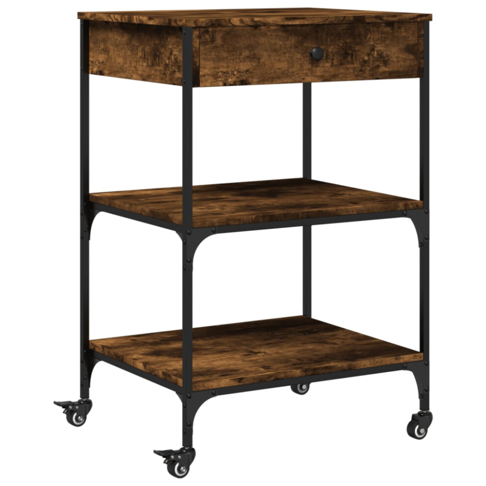 Vidaxl Kitchen Trolley Rolling Cart Storage Cart Smoked Oak Engineered Wood