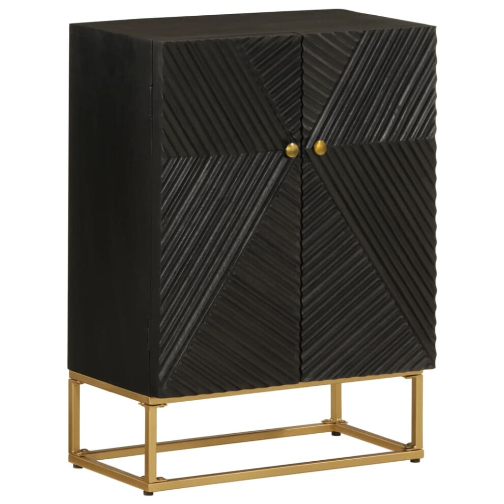 Vidaxl Sideboard Storage Cupboard Side Cabinet Black Solid Wood Mango And Iron