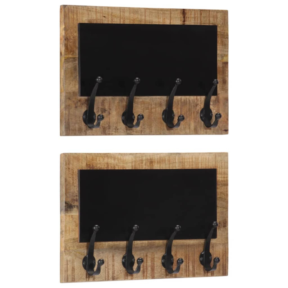 Vidaxl Wall-Mounted Coat Racks With 4 Hooks Coat Hook 2 Pcs Solid Wood Mango