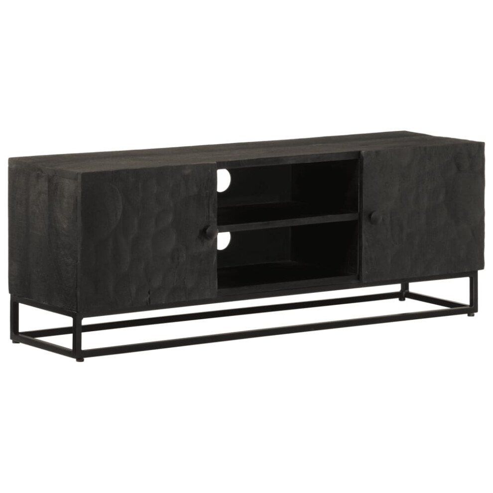 vidaXL TV Cabinet Sideboard TV Unit TV Stand Black Solid Wood Mango and Iron