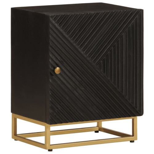 VidaXL vidaXL Bedside Cabinet Nightstand Bed Table Black Solid Wood Mango and Iron