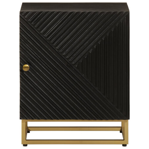 VidaXL vidaXL Bedside Cabinet Nightstand Bed Table Black Solid Wood Mango and Iron 2