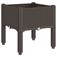 vidaXL Garden Planter with Legs Outdoor Flower Pot Planter Pot Box Brown PP
