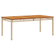 vidaXL Garden Table Outdoor Table Dining Table Beige Poly Rattan Acacia Wood