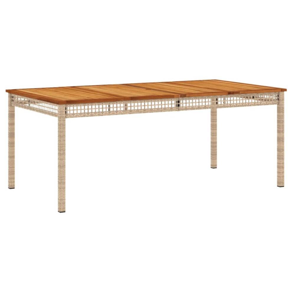 Vidaxl Garden Table Outdoor Table Dining Table Beige Poly Rattan Acacia Wood