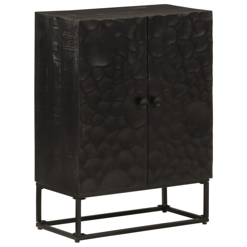 Vidaxl Sideboard Storage Cupboard Side Cabinet Black Solid Wood Mango And Iron
